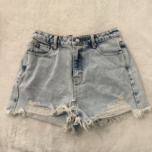 Princess Polly Cutoff Denim Shorts Womens Size 6 Light Wash 90s Style Jorts - Picture 1 of 9